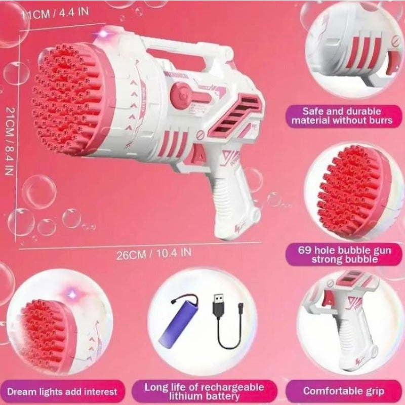 BubbleMax – pistola de burbujas LED 2 en 1 recargable
