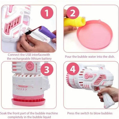 BubbleMax – pistola de burbujas LED 2 en 1 recargable